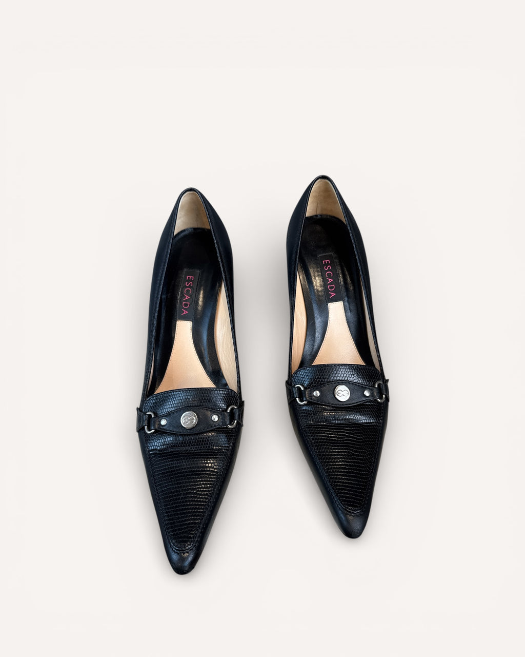 Escada Black Leather Pumps, 39.5