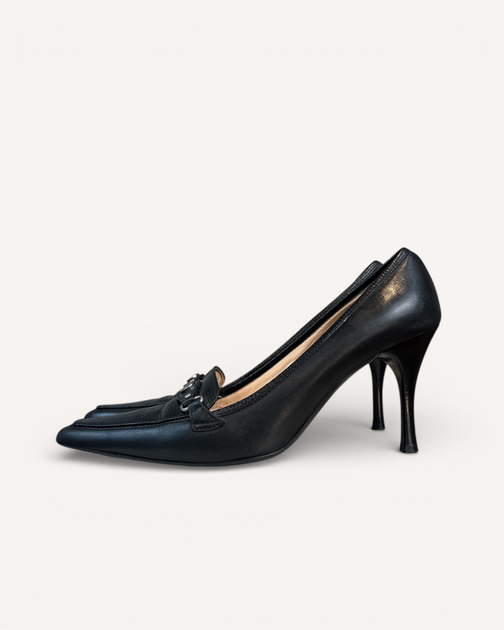 Escada Black Leather Pumps, 39.5