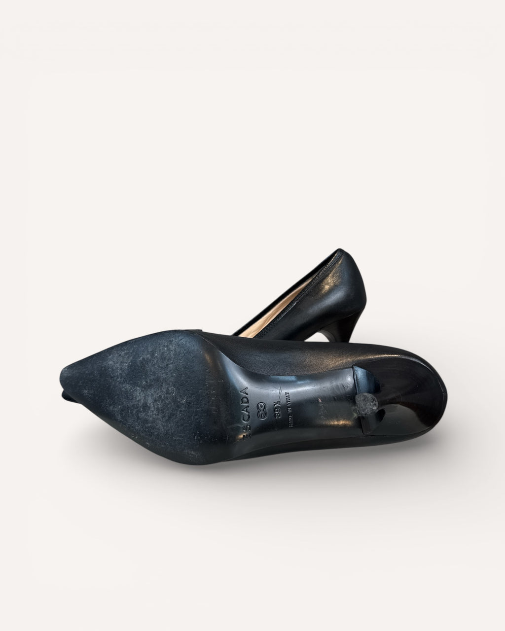 Escada Black Leather Pumps, 39.5