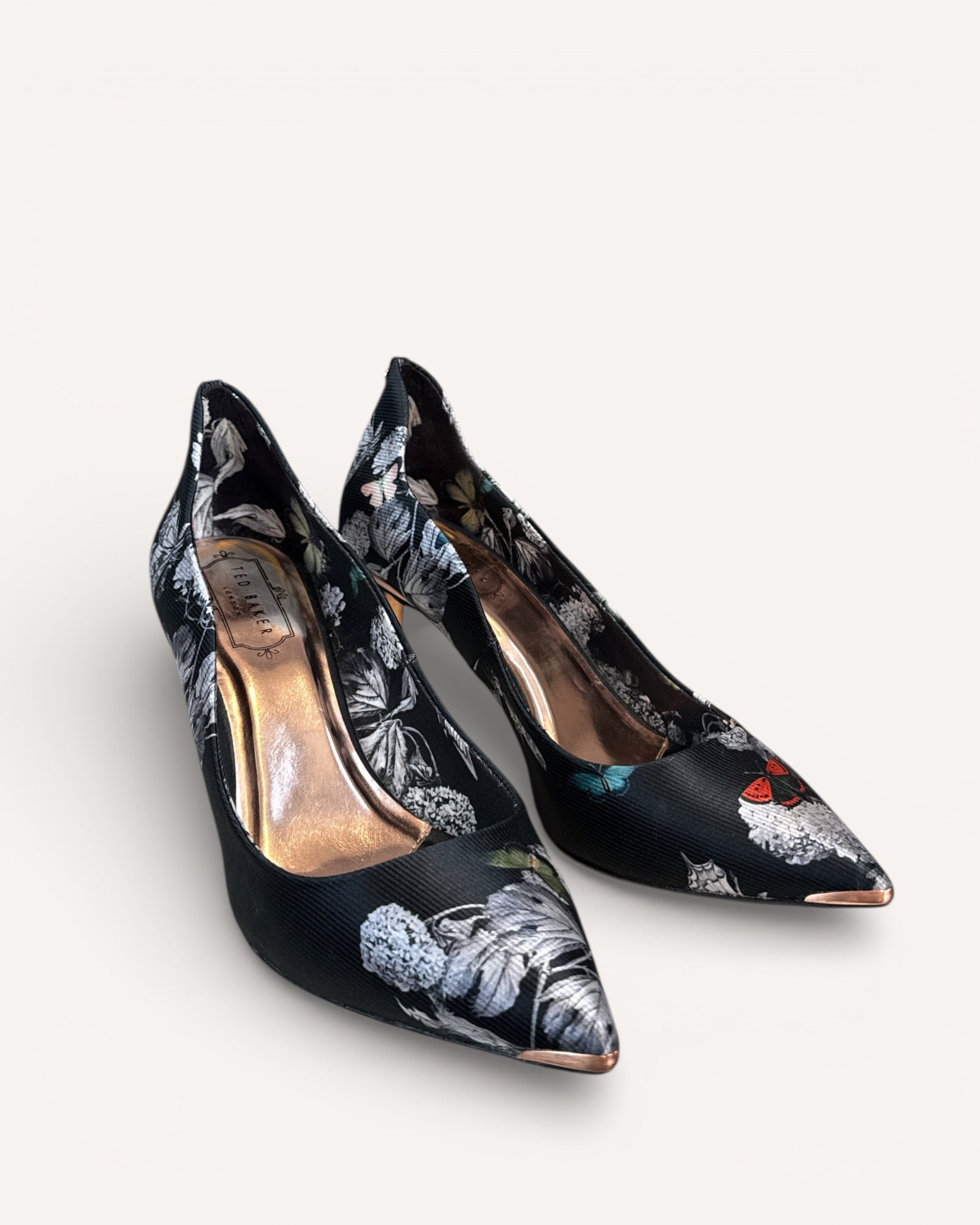 Ted Baker Black/Grey/Orange Butterfly Pumps, 38.5