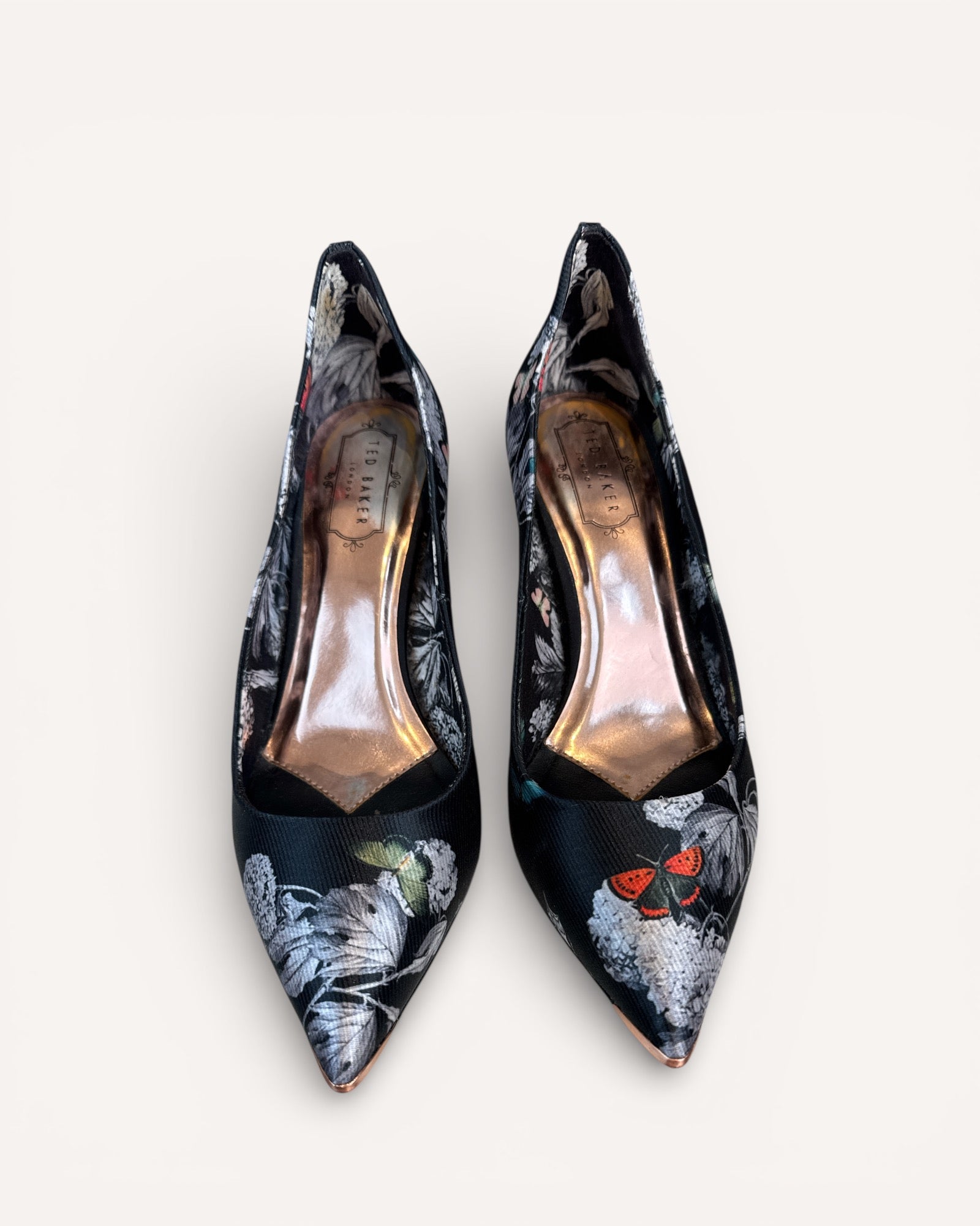 Ted Baker Black/Grey/Orange Butterfly Pumps, 38.5
