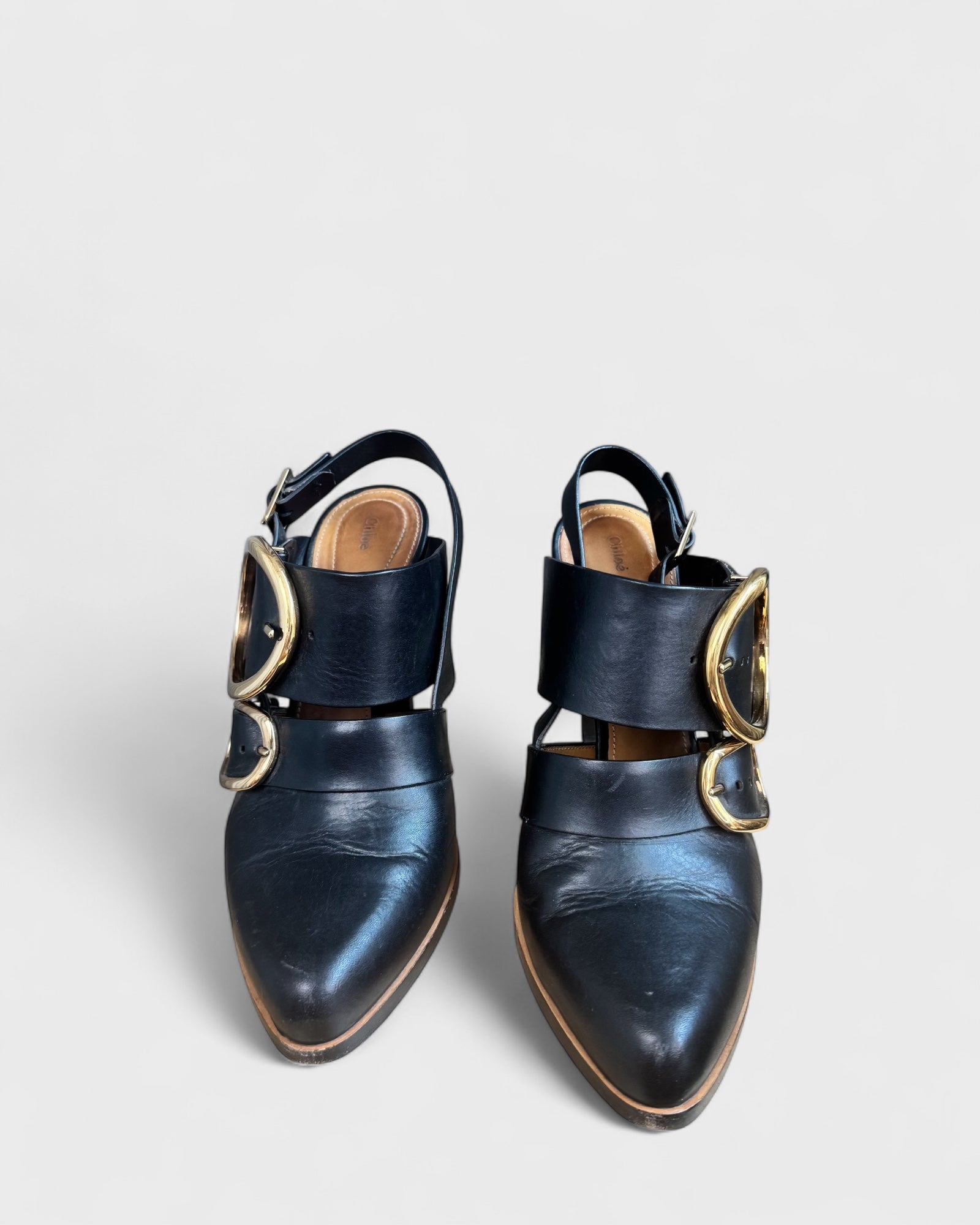 Chloé Black Buckle Heels, 40